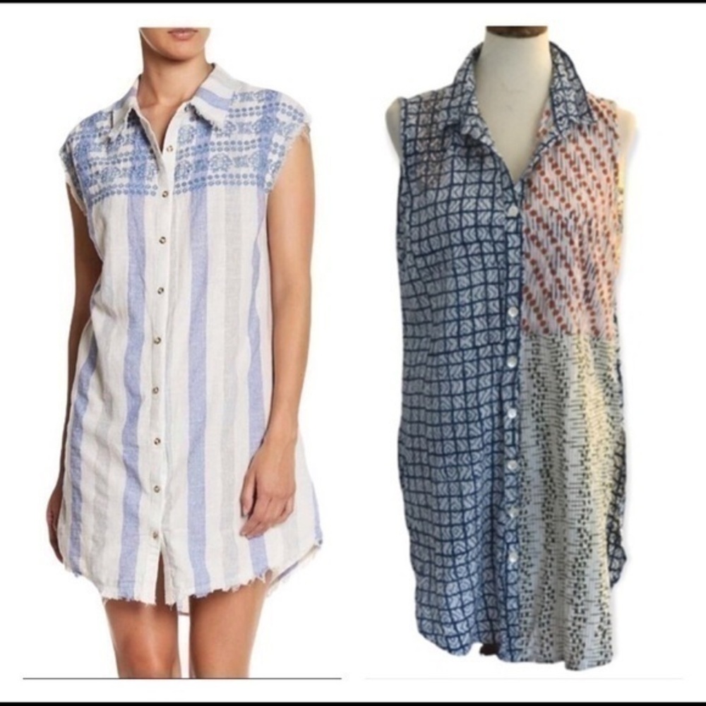 Sleeveless shirt dress swimsuit cover-up